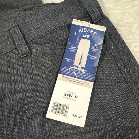 Riders by Lee womens NWT 24W Petite Herringbone Tummy Control Straight leg - Picture 4 of 14